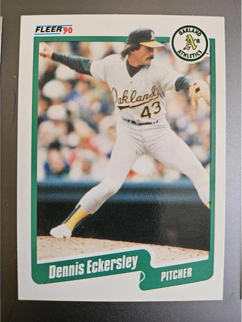 DENNIS ECKERSLEY 1990 Fleer Baseball Base #6 Oakland Athletics
